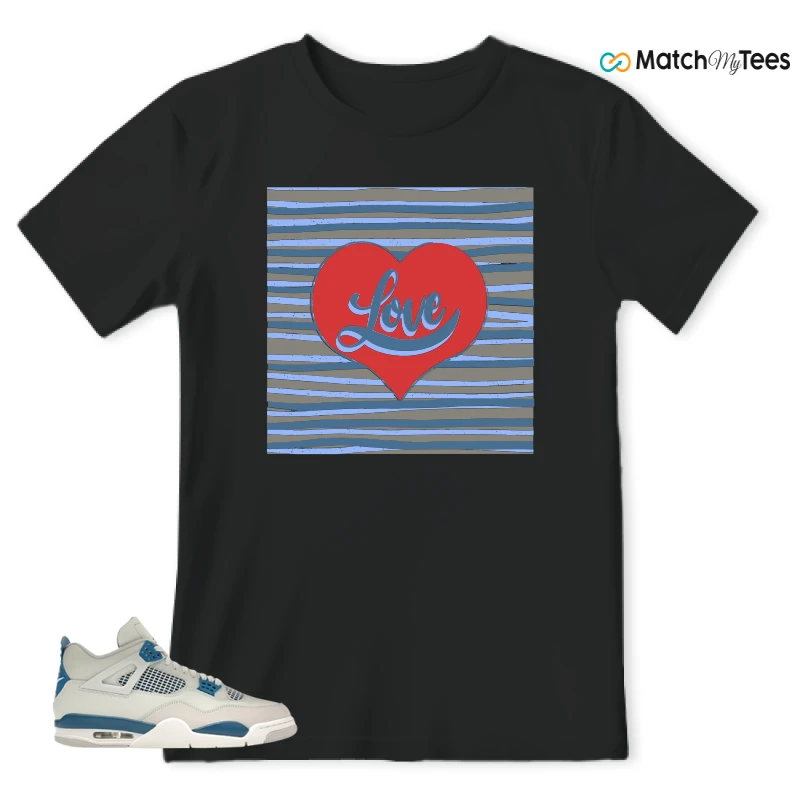 NIKE AIR JORDAN 4 MILITARY BLUE SNEAKER Matching Tees t-shirt