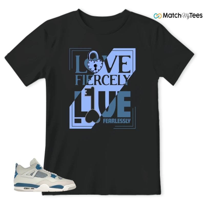 NIKE AIR JORDAN 4 MILITARY BLUE SNEAKER Matching Tees t-shirt