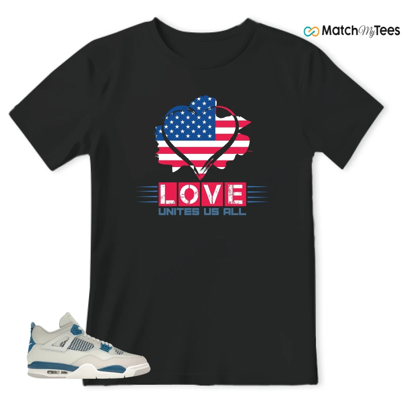 NIKE AIR JORDAN 4 MILITARY BLUE SNEAKER Matching Tees t-shirt