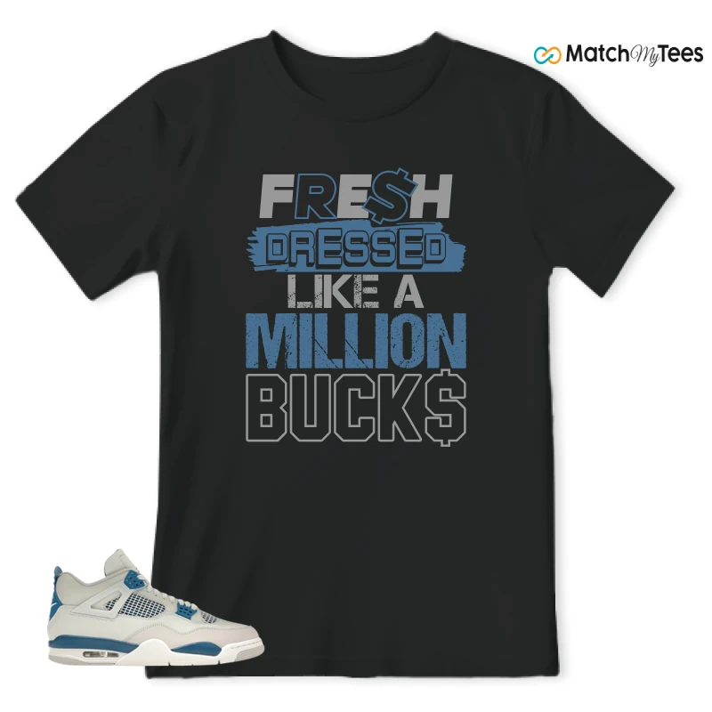 NIKE AIR JORDAN 4 MILITARY BLUE SNEAKER Matching Tees t-shirt