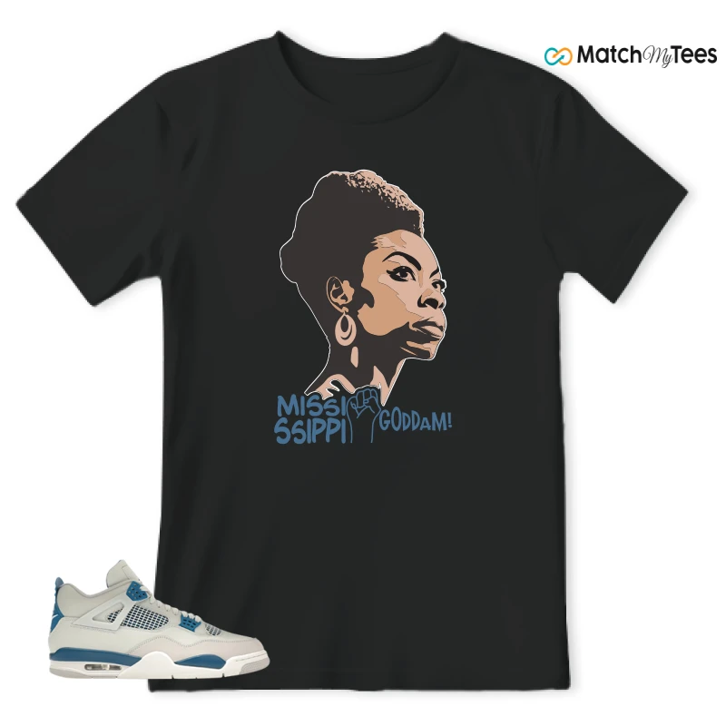 NIKE AIR JORDAN 4 MILITARY BLUE SNEAKER Matching Tees t-shirt