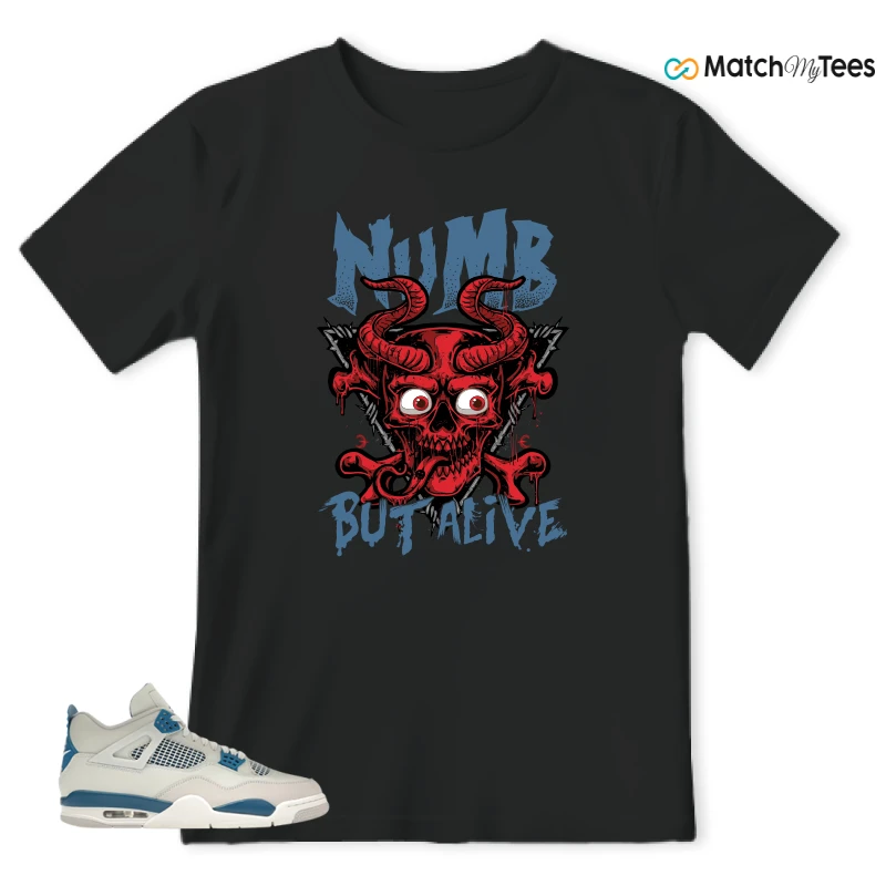 NIKE AIR JORDAN 4 MILITARY BLUE SNEAKER Matching Tees t-shirt
