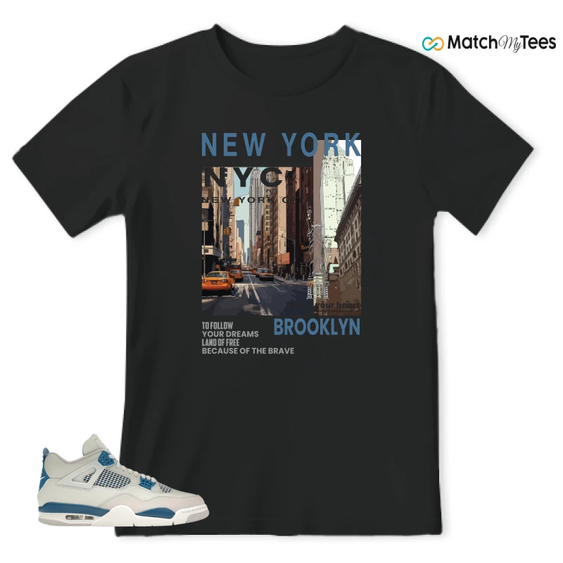 NIKE AIR JORDAN 4 MILITARY BLUE SNEAKER Matching Tees t-shirt