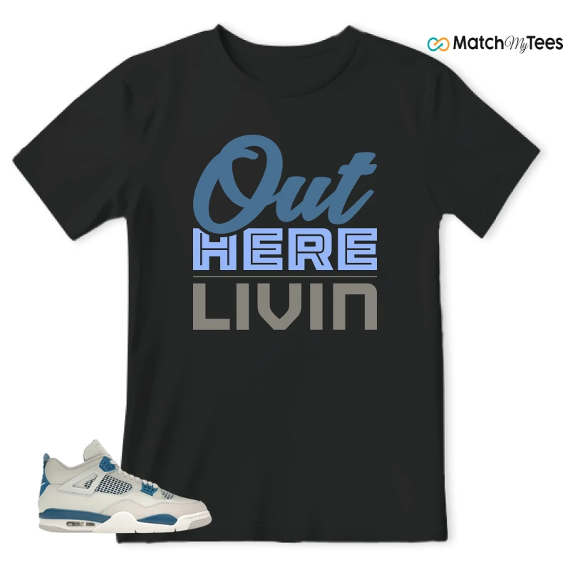 NIKE AIR JORDAN 4 MILITARY BLUE SNEAKER Matching Tees t-shirt