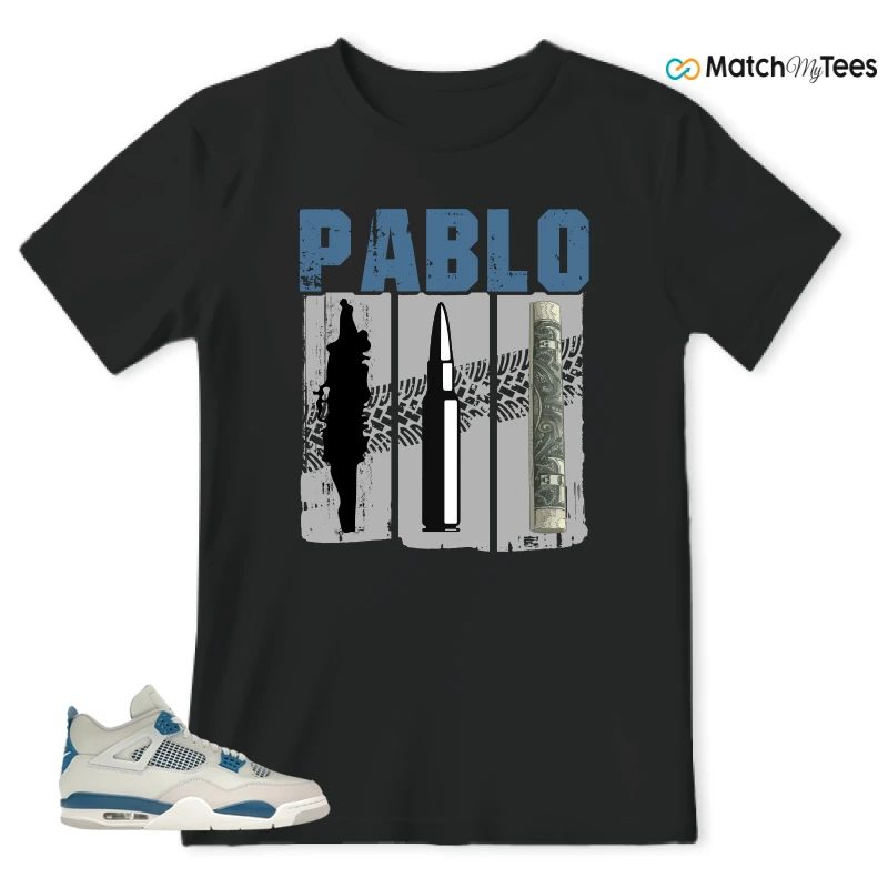 NIKE AIR JORDAN 4 MILITARY BLUE SNEAKER Matching Tees t-shirt