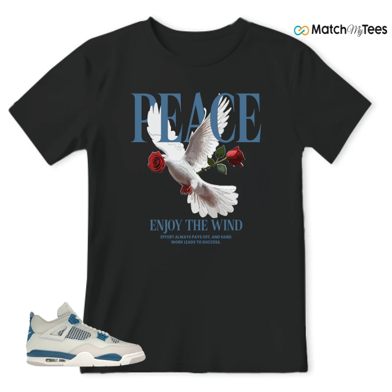 NIKE AIR JORDAN 4 MILITARY BLUE SNEAKER Matching Tees t-shirt