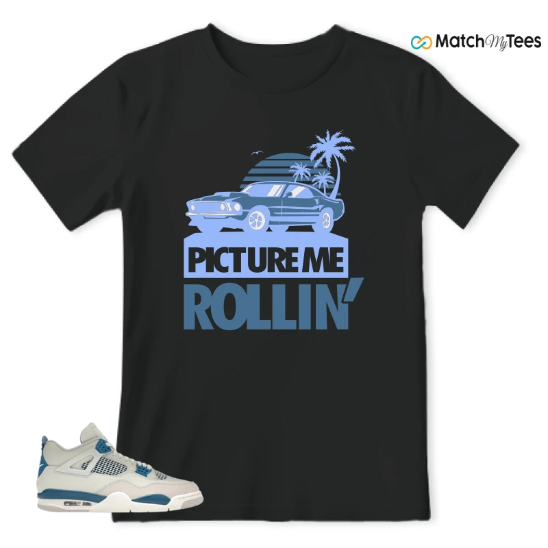 NIKE AIR JORDAN 4 MILITARY BLUE SNEAKER Matching Tees t-shirt