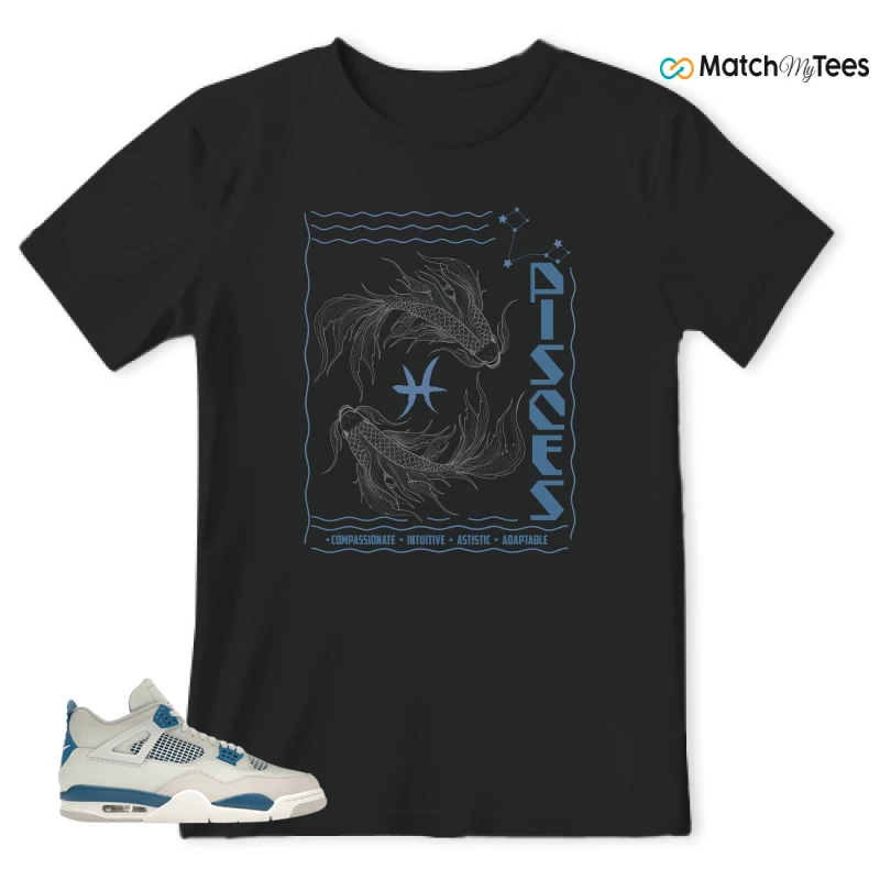 NIKE AIR JORDAN 4 MILITARY BLUE SNEAKER Matching Tees t-shirt