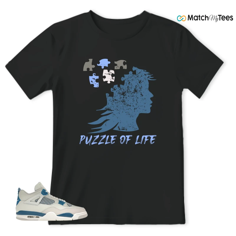 NIKE AIR JORDAN 4 MILITARY BLUE SNEAKER Matching Tees t-shirt