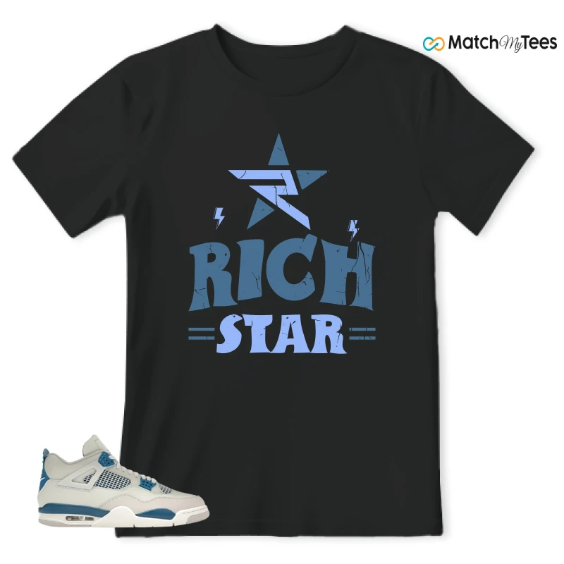 NIKE AIR JORDAN 4 MILITARY BLUE SNEAKER Matching Tees t-shirt