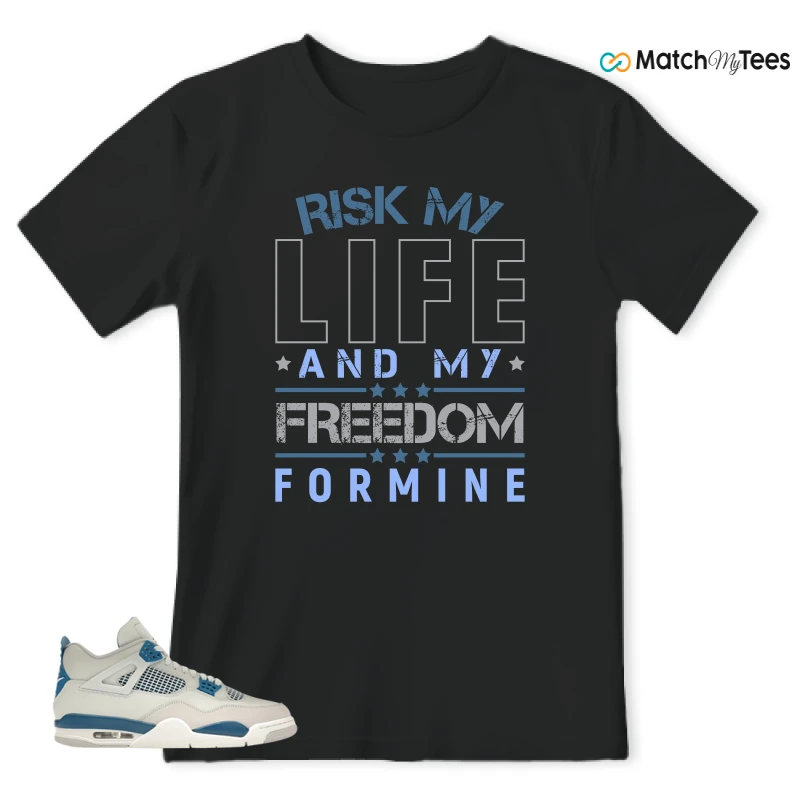 NIKE AIR JORDAN 4 MILITARY BLUE SNEAKER Matching Tees t-shirt