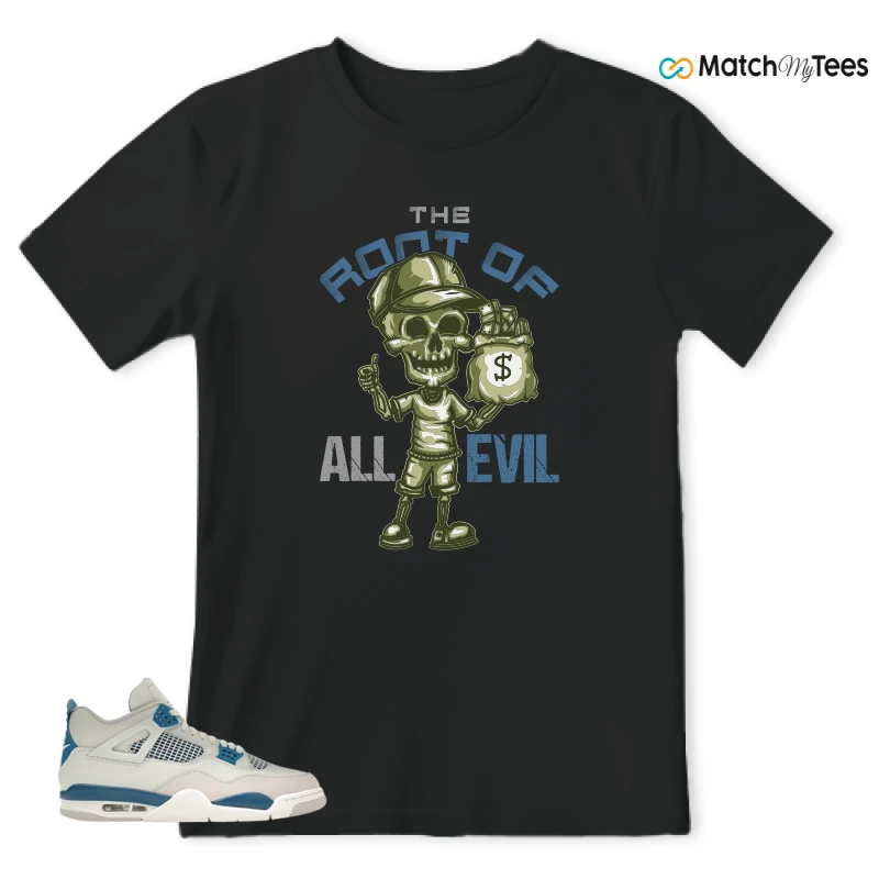 NIKE AIR JORDAN 4 MILITARY BLUE SNEAKER Matching Tees t-shirt