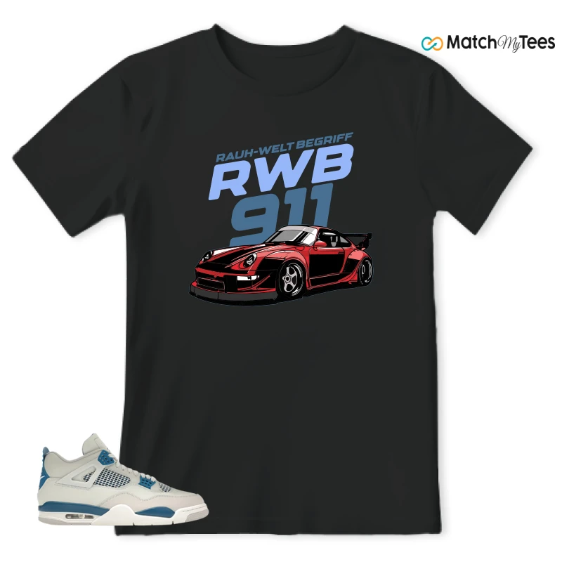 NIKE AIR JORDAN 4 MILITARY BLUE SNEAKER Matching Tees t-shirt