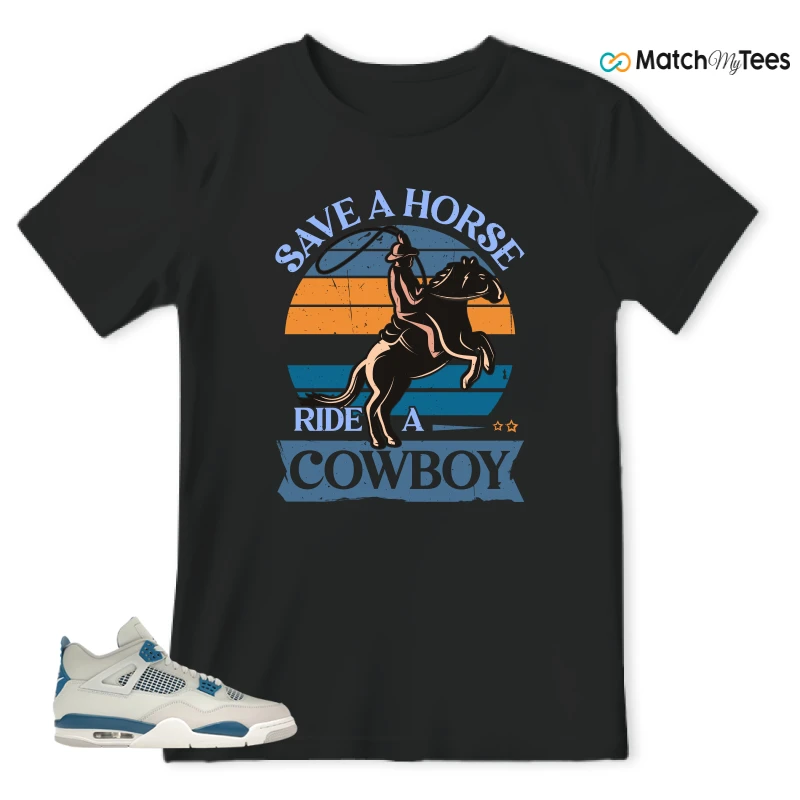 NIKE AIR JORDAN 4 MILITARY BLUE SNEAKER Matching Tees t-shirt