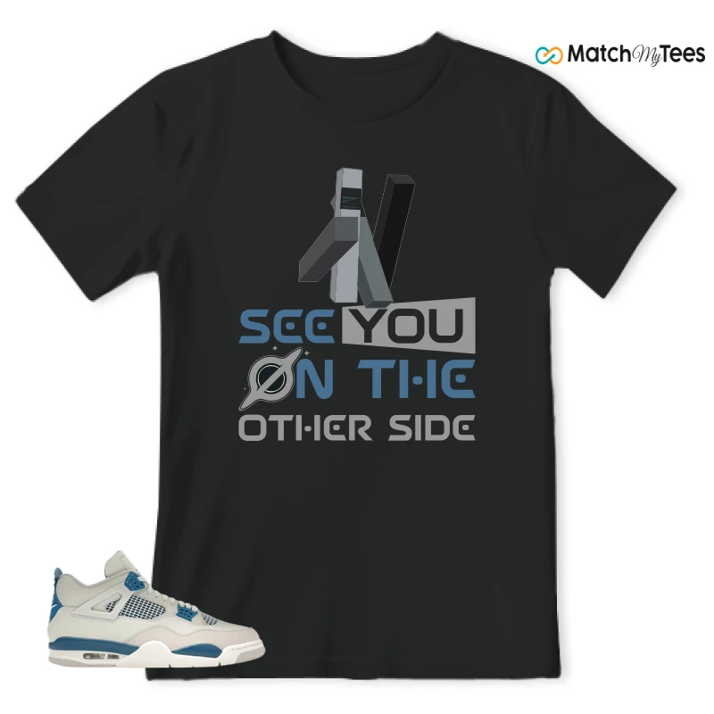 NIKE AIR JORDAN 4 MILITARY BLUE SNEAKER Matching Tees t-shirt