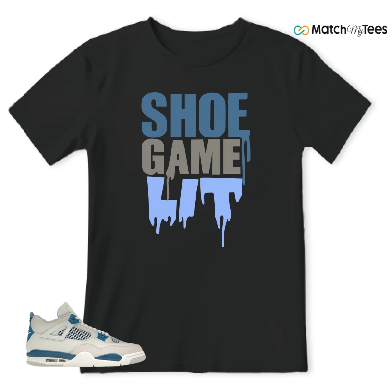 NIKE AIR JORDAN 4 MILITARY BLUE SNEAKER Matching Tees t-shirt