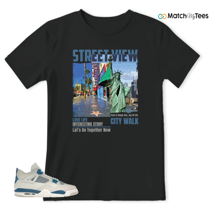 NIKE AIR JORDAN 4 MILITARY BLUE SNEAKER Matching Tees t-shirt