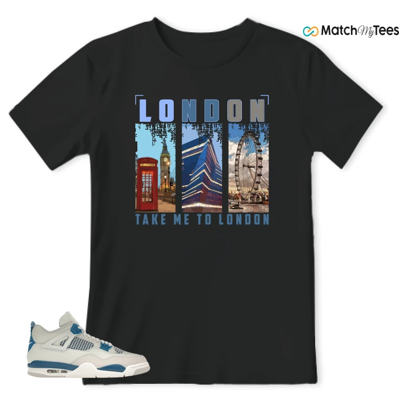 NIKE AIR JORDAN 4 MILITARY BLUE SNEAKER Matching Tees t-shirt