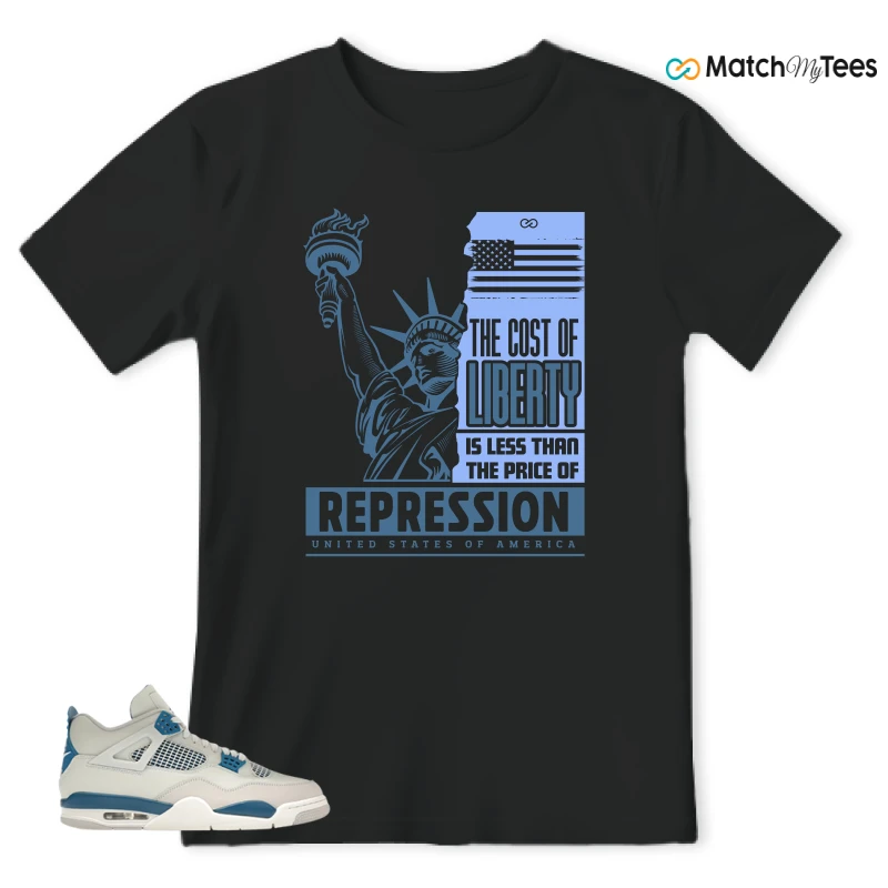 NIKE AIR JORDAN 4 MILITARY BLUE SNEAKER Matching Tees t-shirt