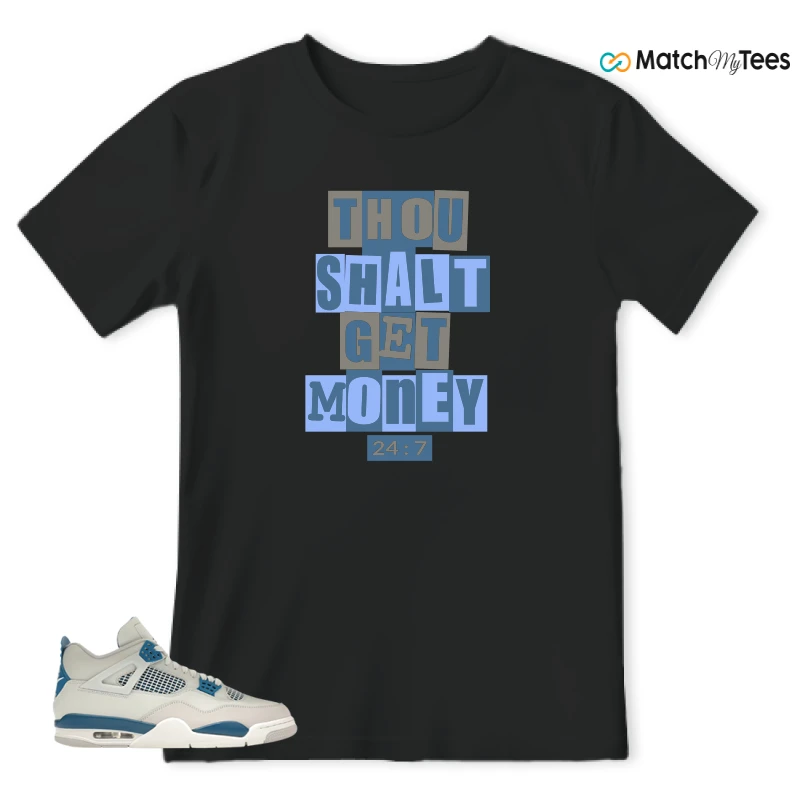 NIKE AIR JORDAN 4 MILITARY BLUE SNEAKER Matching Tees t-shirt