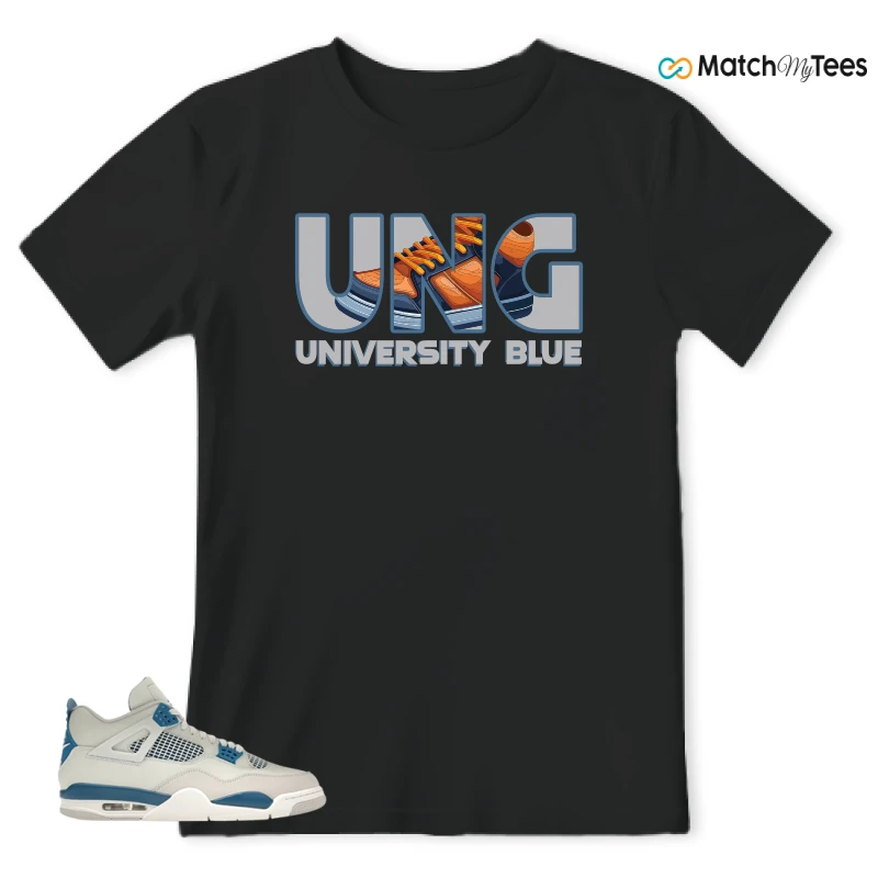 NIKE AIR JORDAN 4 MILITARY BLUE SNEAKER Matching Tees t-shirt