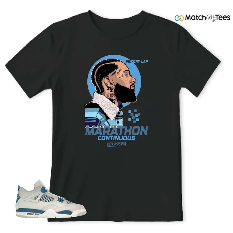 NIKE AIR JORDAN 4 MILITARY BLUE SNEAKER Matching Tees t-shirt