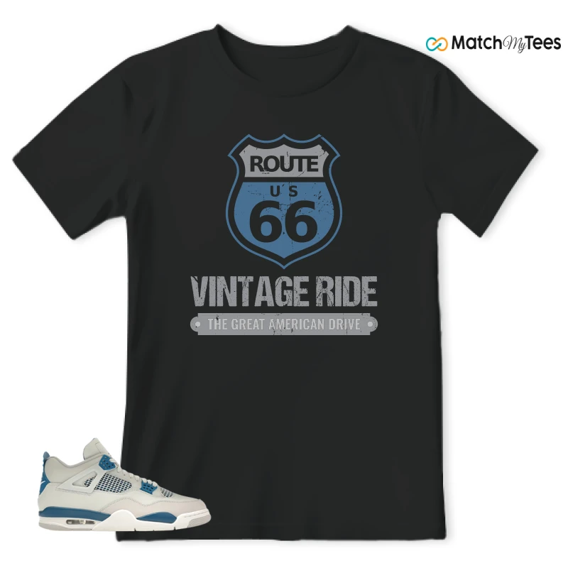 NIKE AIR JORDAN 4 MILITARY BLUE SNEAKER Matching Tees t-shirt