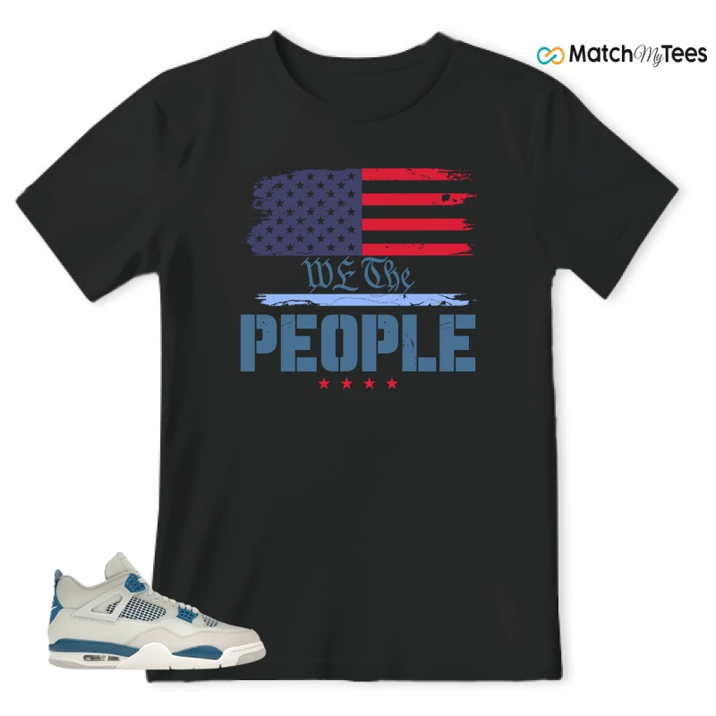 NIKE AIR JORDAN 4 MILITARY BLUE SNEAKER Matching Tees t-shirt