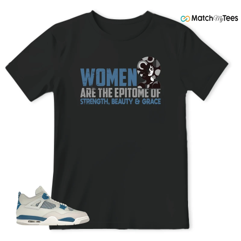 NIKE AIR JORDAN 4 MILITARY BLUE SNEAKER Matching Tees t-shirt