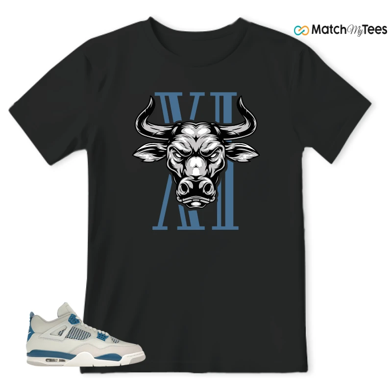 NIKE AIR JORDAN 4 MILITARY BLUE SNEAKER Matching Tees t-shirt
