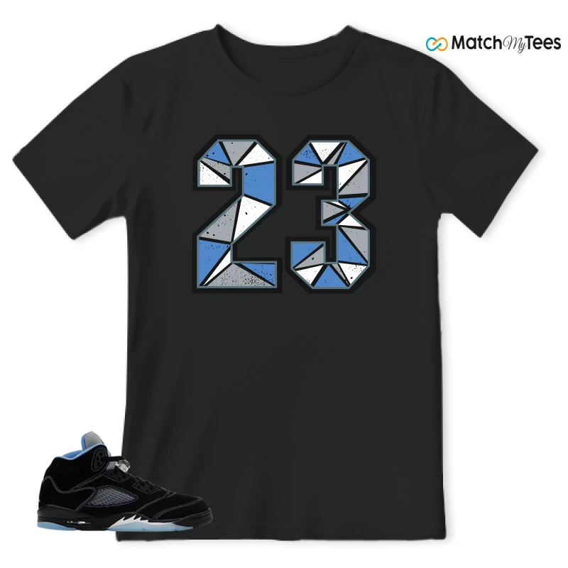 NIKE AIR JORDAN 5 BLACK UNIVERSITY BLUE SNEAKER Matching Tees t-shirt
