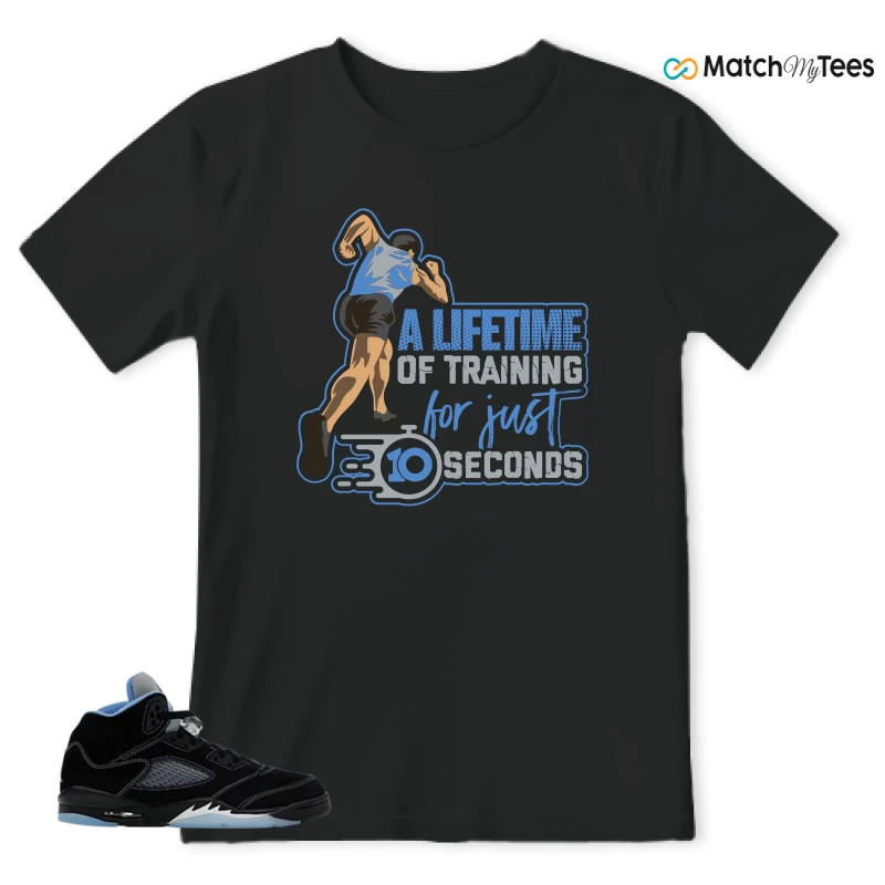 NIKE AIR JORDAN 5 BLACK UNIVERSITY BLUE SNEAKER Matching Tees t-shirt