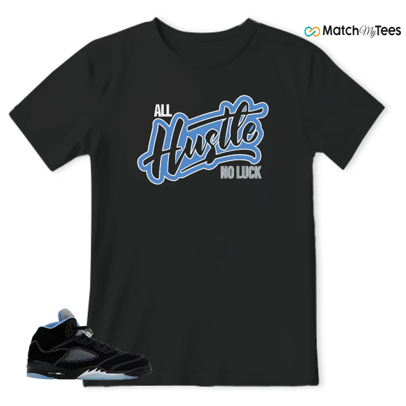 NIKE AIR JORDAN 5 BLACK UNIVERSITY BLUE SNEAKER Matching Tees t-shirt