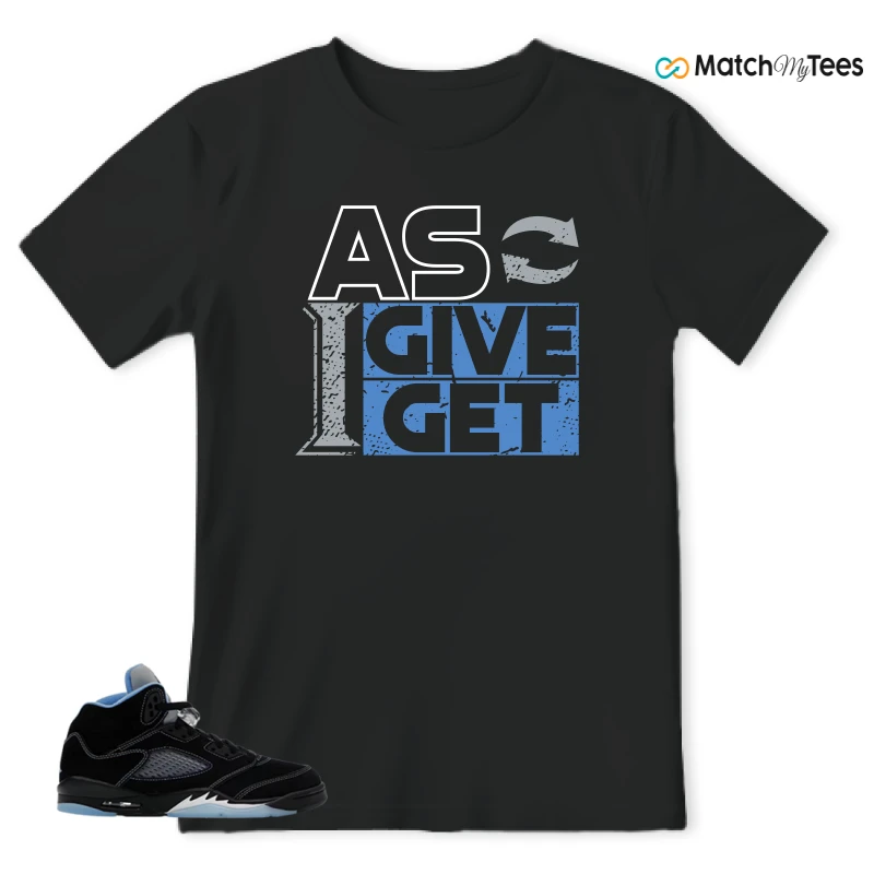 NIKE AIR JORDAN 5 BLACK UNIVERSITY BLUE SNEAKER Matching Tees t-shirt