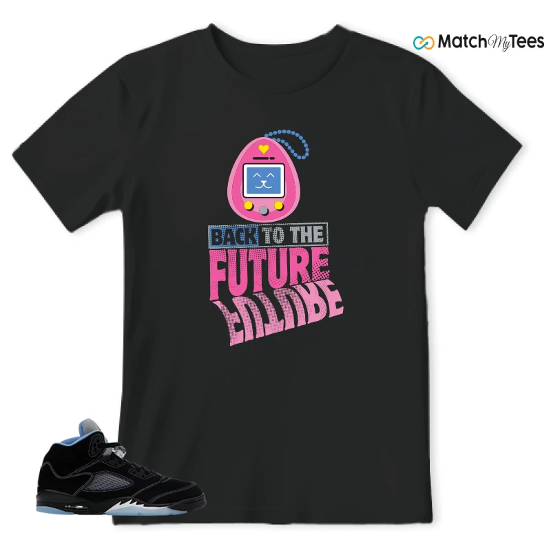 NIKE AIR JORDAN 5 BLACK UNIVERSITY BLUE SNEAKER Matching Tees t-shirt