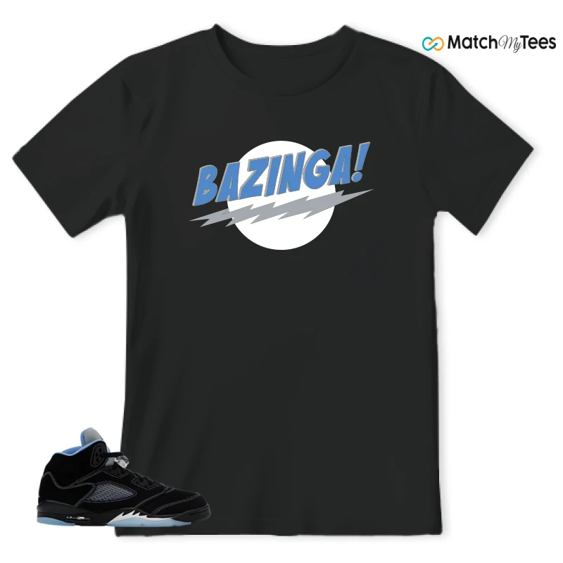 NIKE AIR JORDAN 5 BLACK UNIVERSITY BLUE SNEAKER Matching Tees t-shirt