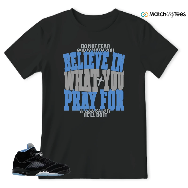 NIKE AIR JORDAN 5 BLACK UNIVERSITY BLUE SNEAKER Matching Tees t-shirt