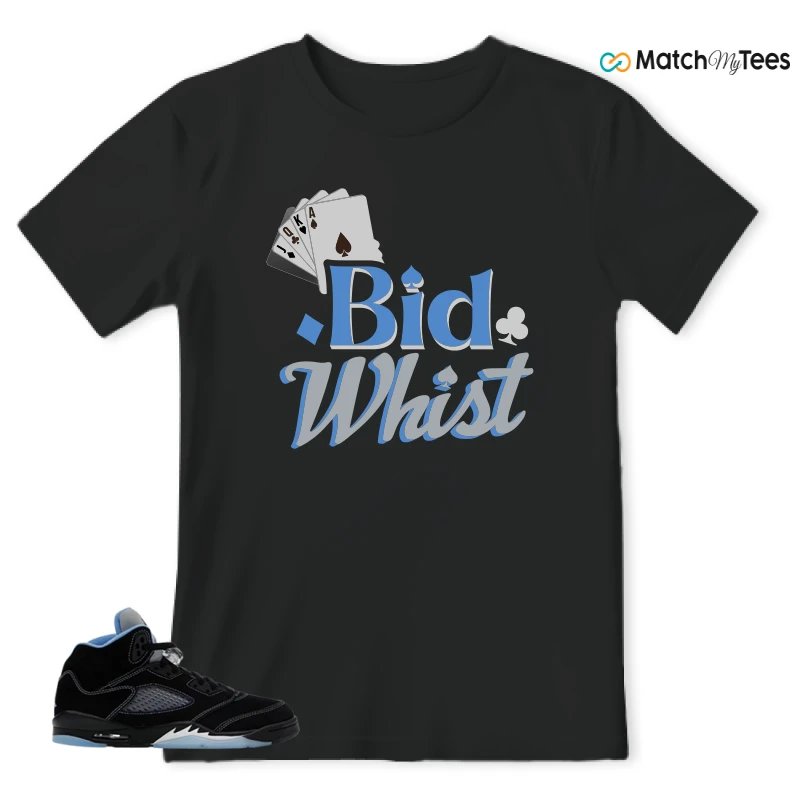 NIKE AIR JORDAN 5 BLACK UNIVERSITY BLUE SNEAKER Matching Tees t-shirt