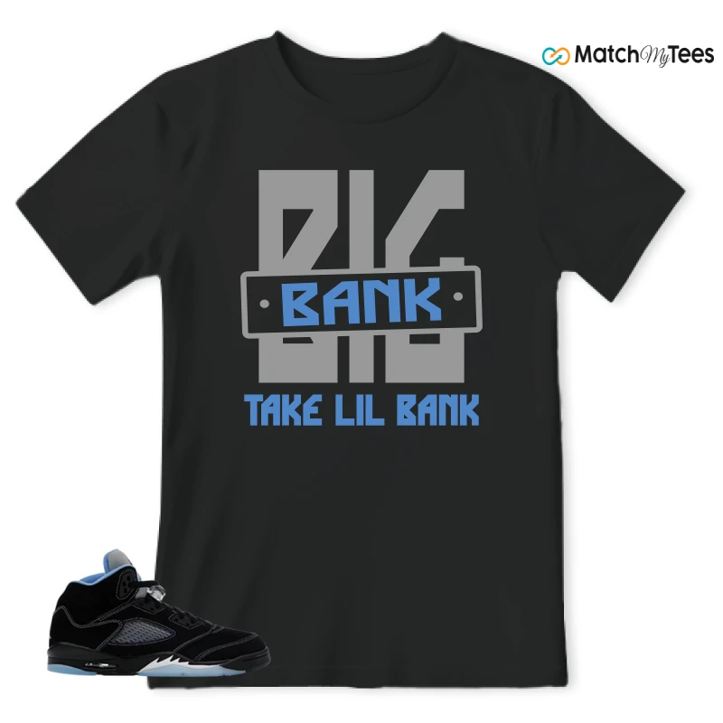 NIKE AIR JORDAN 5 BLACK UNIVERSITY BLUE SNEAKER Matching Tees t-shirt