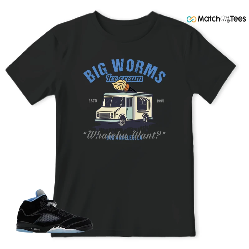 NIKE AIR JORDAN 5 BLACK UNIVERSITY BLUE SNEAKER Matching Tees t-shirt