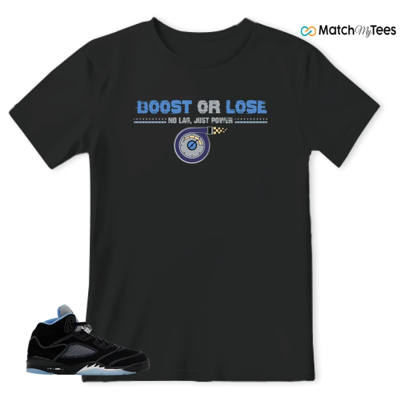 NIKE AIR JORDAN 5 BLACK UNIVERSITY BLUE SNEAKER Matching Tees t-shirt