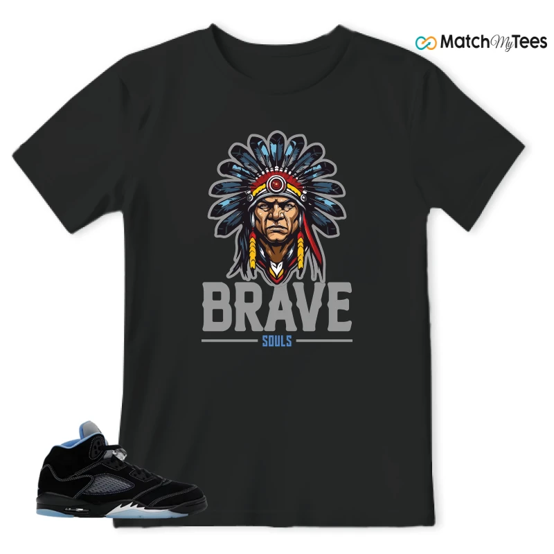 NIKE AIR JORDAN 5 BLACK UNIVERSITY BLUE SNEAKER Matching Tees t-shirt