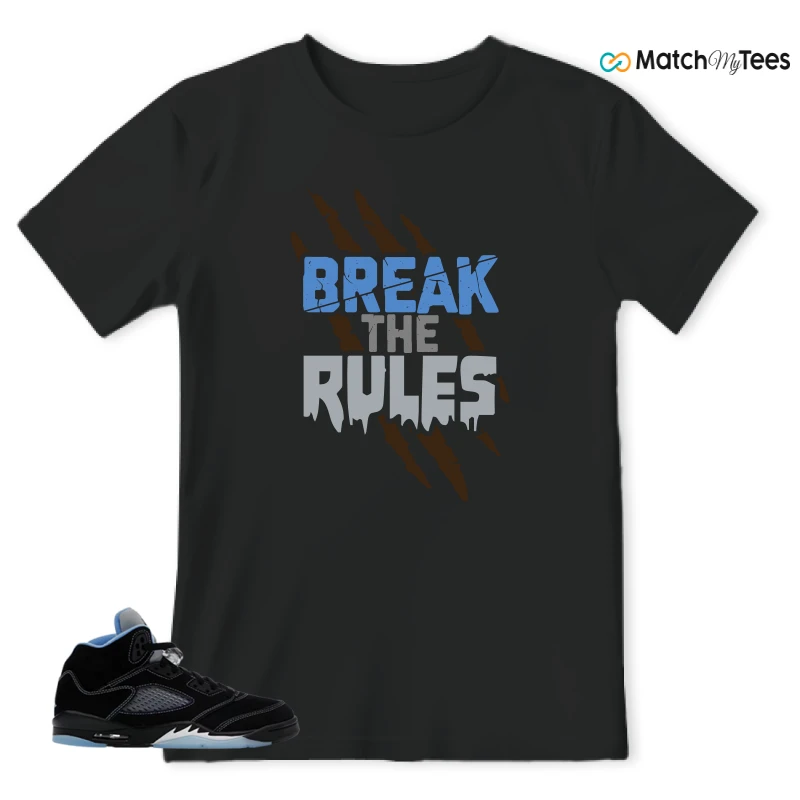NIKE AIR JORDAN 5 BLACK UNIVERSITY BLUE SNEAKER Matching Tees t-shirt