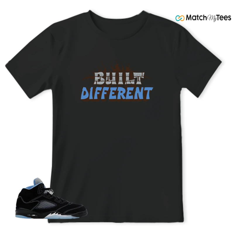 NIKE AIR JORDAN 5 BLACK UNIVERSITY BLUE SNEAKER Matching Tees t-shirt