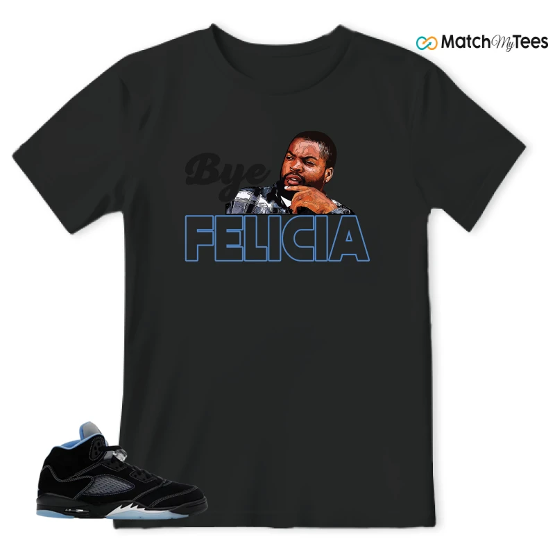 NIKE AIR JORDAN 5 BLACK UNIVERSITY BLUE SNEAKER Matching Tees t-shirt