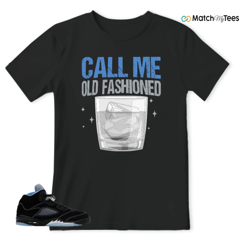 NIKE AIR JORDAN 5 BLACK UNIVERSITY BLUE SNEAKER Matching Tees t-shirt
