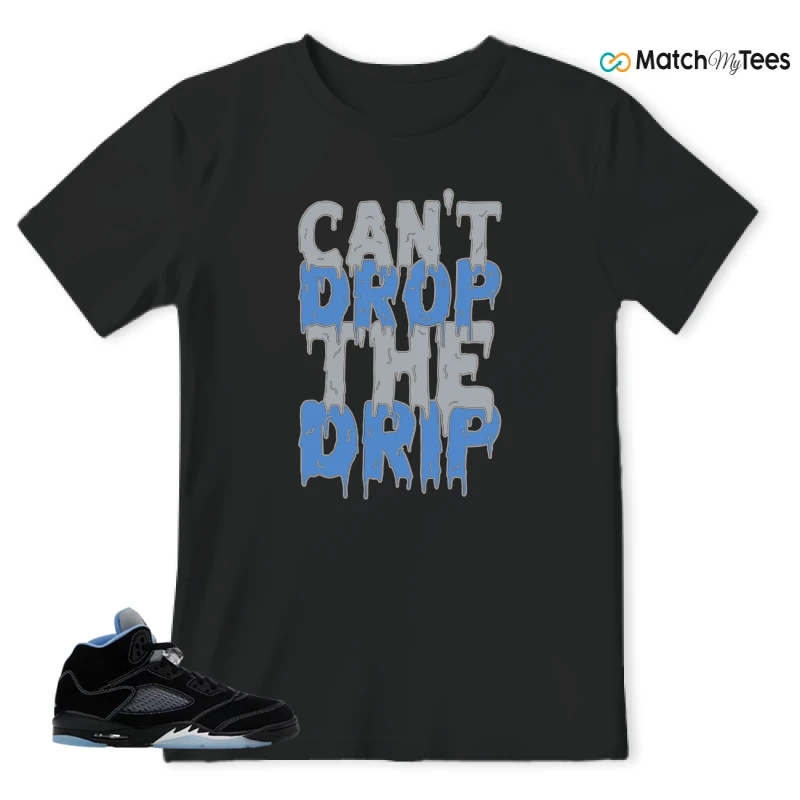 NIKE AIR JORDAN 5 BLACK UNIVERSITY BLUE SNEAKER Matching Tees t-shirt