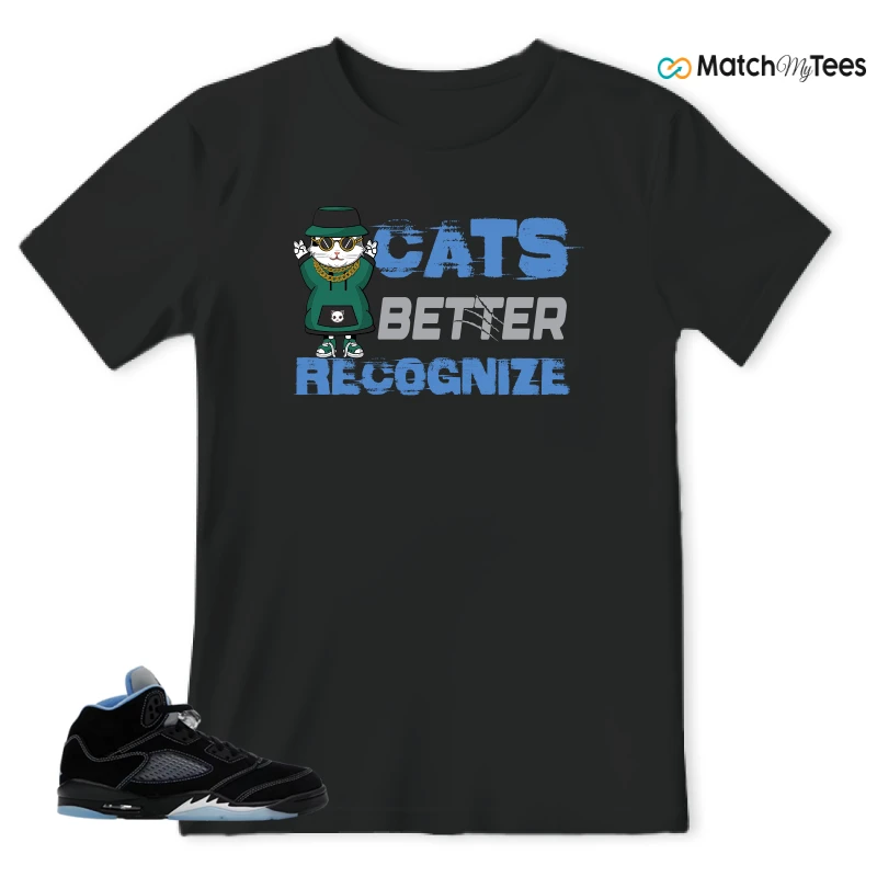 NIKE AIR JORDAN 5 BLACK UNIVERSITY BLUE SNEAKER Matching Tees t-shirt