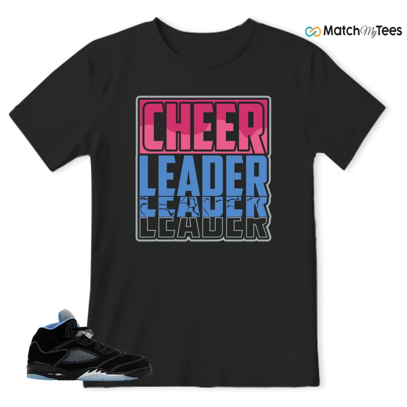 NIKE AIR JORDAN 5 BLACK UNIVERSITY BLUE SNEAKER Matching Tees t-shirt