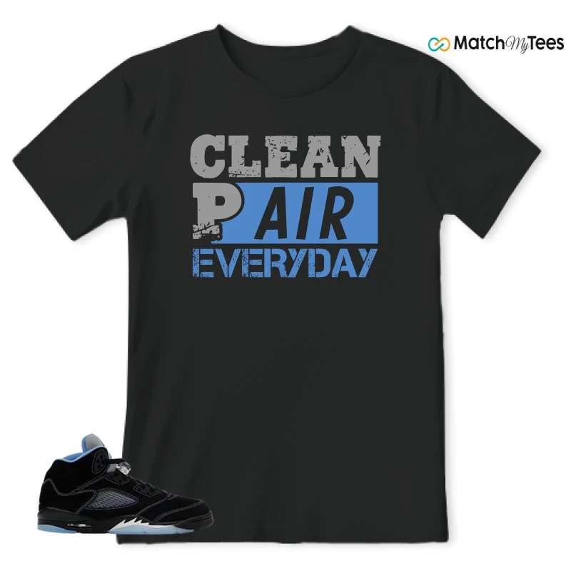 NIKE AIR JORDAN 5 BLACK UNIVERSITY BLUE SNEAKER Matching Tees t-shirt